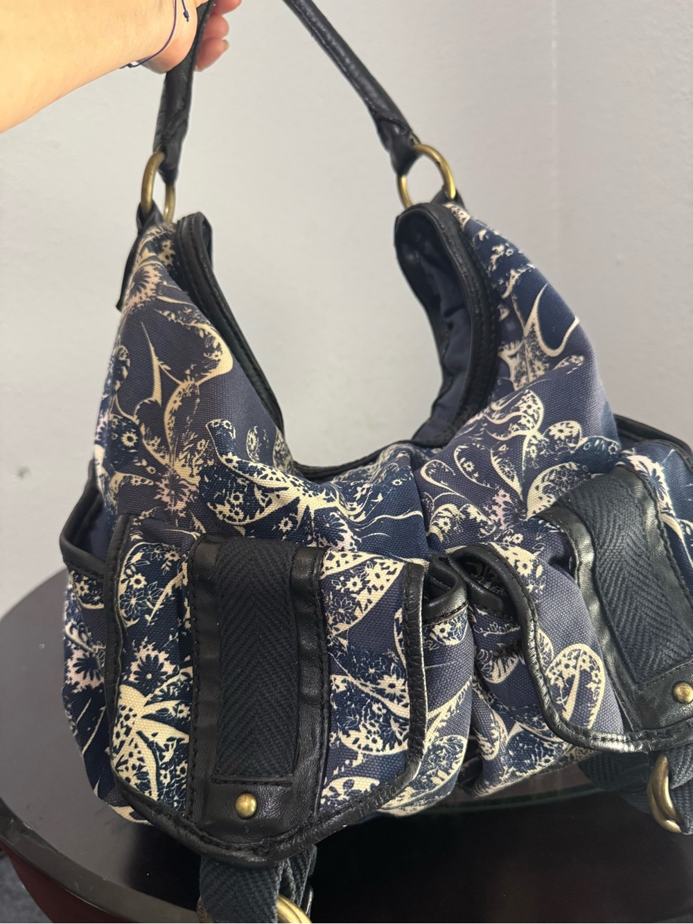 Marc by Marc Jacobs Navy and Cream Floral Shoulder Bag